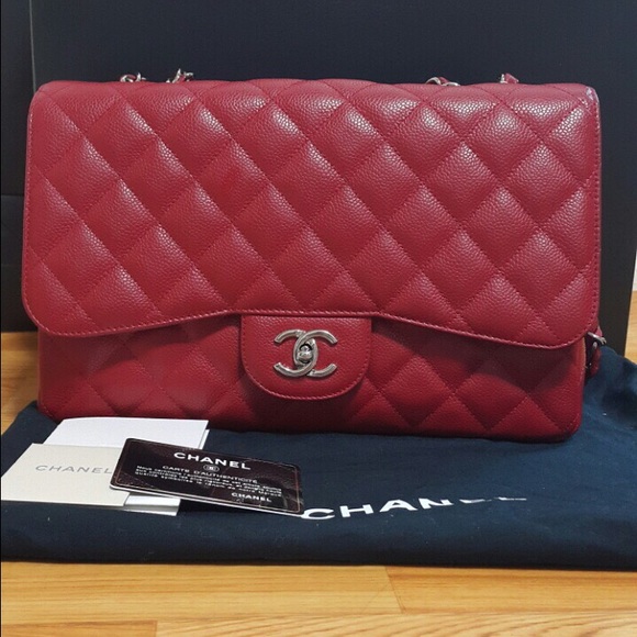 SOLD❌❌❌Authentic Chanel Jumbo flap Caviar True Red