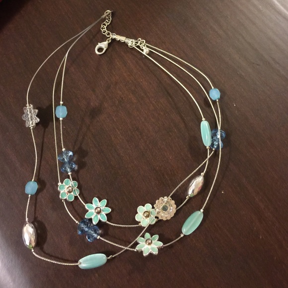 Blue multi chain necklace