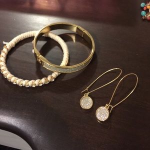 Gold bracelets and earrings set