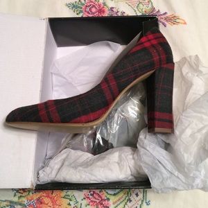 J Crew Factory Plaid Tartan Heel 9 NIB