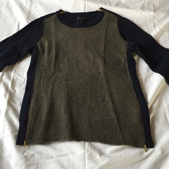 Jcrew Colorblock Double Zipper Sweater