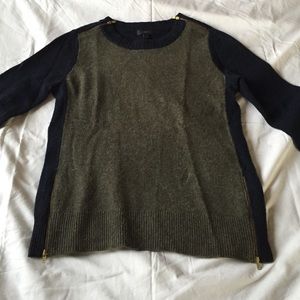 Jcrew Colorblock Double Zipper Sweater