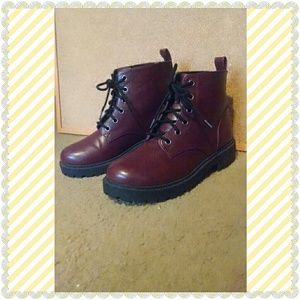 Burgundy Lace Up Booties