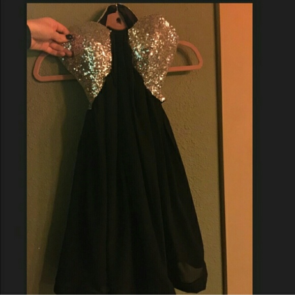 Strapless black dress