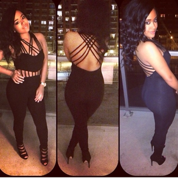 Strappy front criss cross back jumpsuit