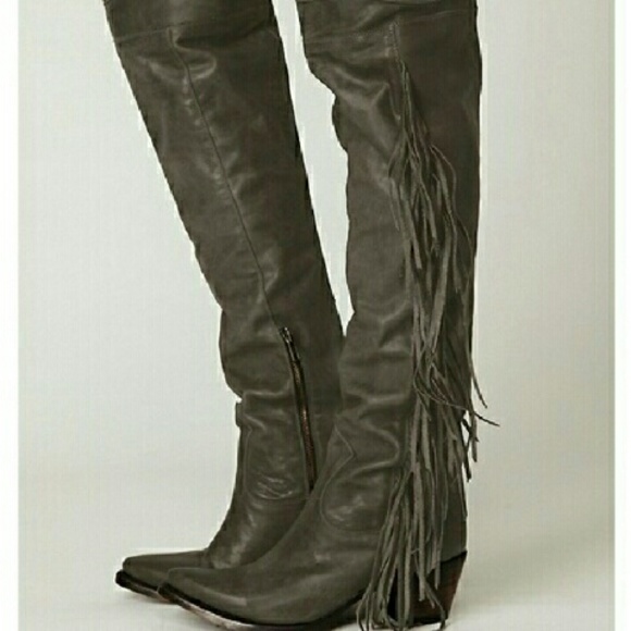 Iso- Ash austonian over the knee fringe boots