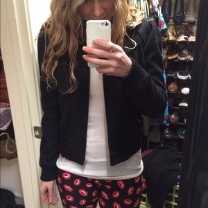 Wool Black Bomber Jacket Size S