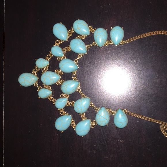 Turquoise Necklace with gold  chain