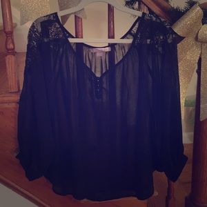 Black lace shoulder top