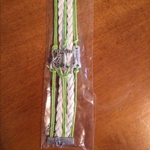Green and white anchor bracelet