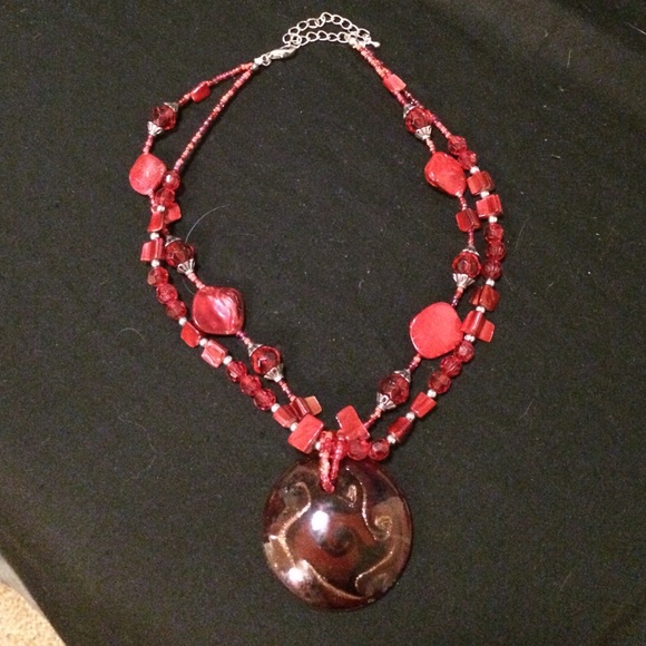 Red Medallion Necklace
