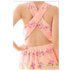 Pink floral dress with crisscross back