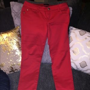 Red skinny jeans