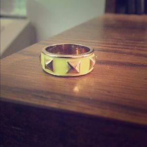 Neon yellow studded ring