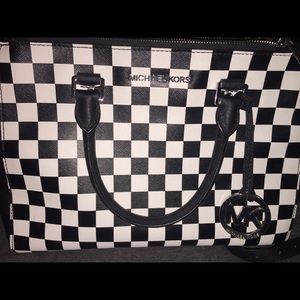 Michael Kors black and white checkered Sutton