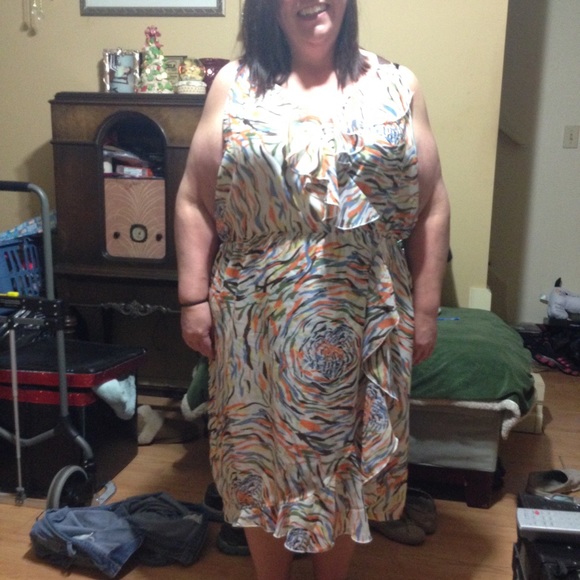 A multi colored Ruffled dress