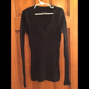 Black long sleeve V-neck sweater from Express