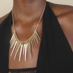 Gold Spike Statement Necklace