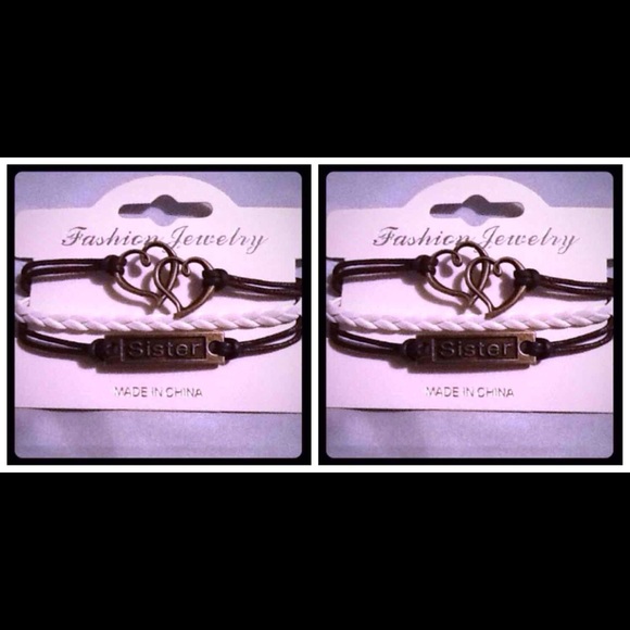 Set of 2 Brown Sister Hearts Bracelets