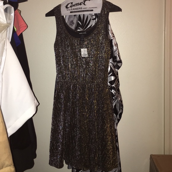 Wet Seal Gold Shimmer Dress