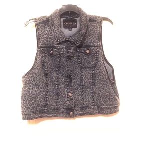 Black and Grey Cheetah Jean Vest