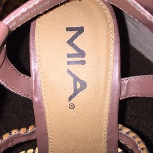 MIA neutral colored wedge sandals.