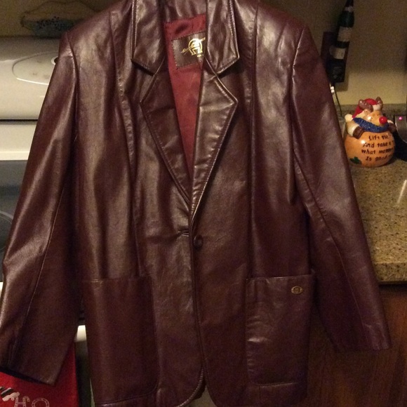 Etienne Aigner size 6 Leather coat, worn one time.