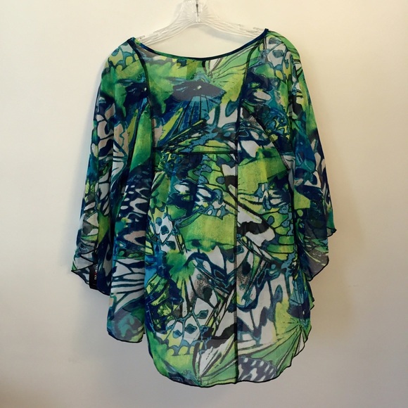(New) Ornate Foliage Beaded Chiffon Top - Picture 2 of 4