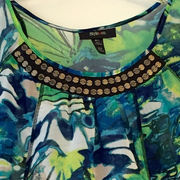 (New) Ornate Foliage Beaded Chiffon Top - Picture 4 of 4