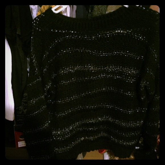 Black and silver sparkle and fade sweater