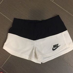 White and black nike shorts