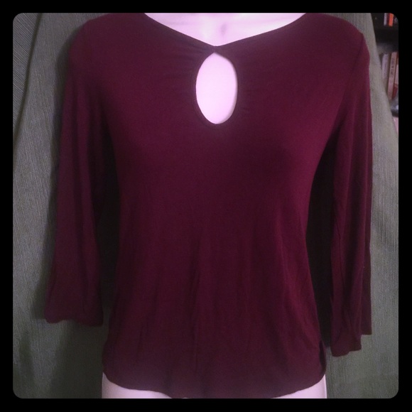 Banana Republic Maroon Keyhole Neckline Blouse