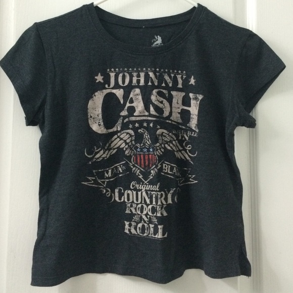 Johnny Cash Print Crop Top