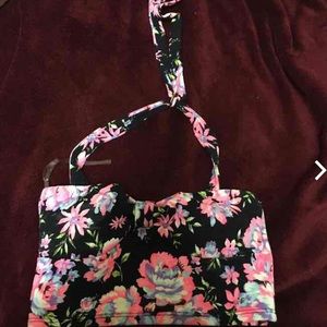 Floral Halter Crop Top (M)