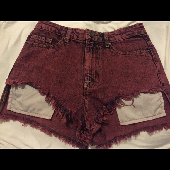 Maroon BDG high waist shorts
