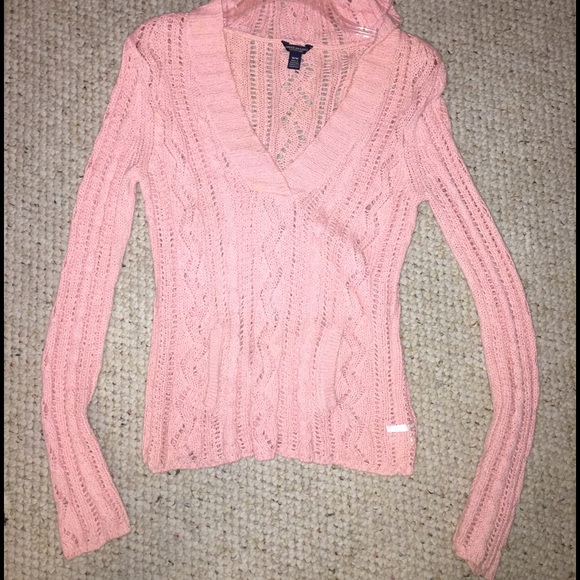 AE pink cotton hooded sweater