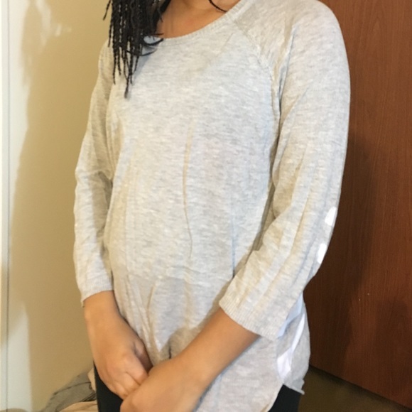 Gray and white striped sweater