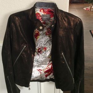 Dark brown and gold leather jacket, make offer!