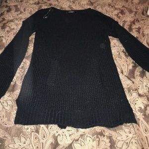 Knitted black long sweater