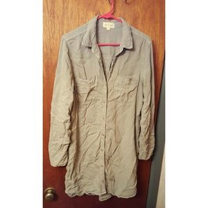 Army green button up dress