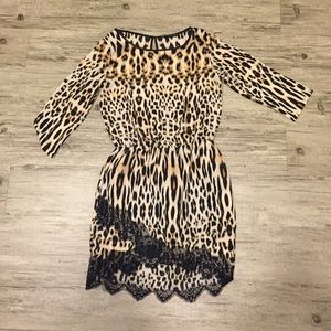 Leopard dress with lace