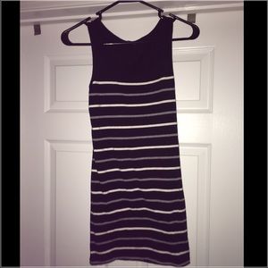 Black, striped, sleeveless cotton dress