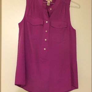 J.crew fuchsia silk blouse with pockets