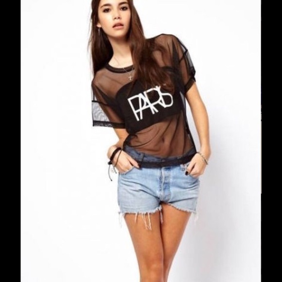 Sheer Graphic "PARIS" Tee