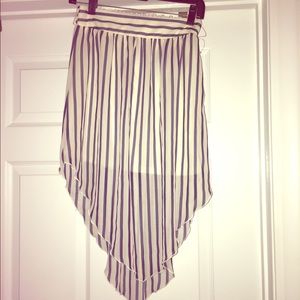 Shear, navy, striped skirt