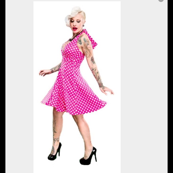 Sourpuss 💀 Pink Polka Dot Dress