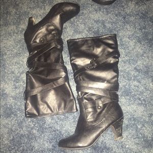 Black leather boots