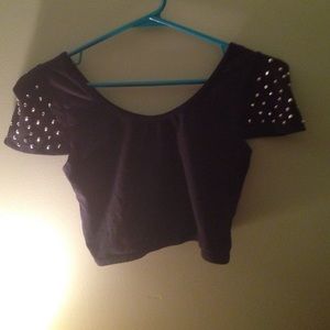 Black studded crop top