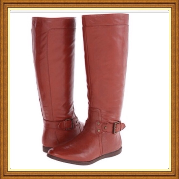 Nine West Leather Riding Boots Cognac