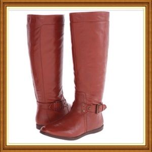 Nine West Leather Riding Boots Cognac